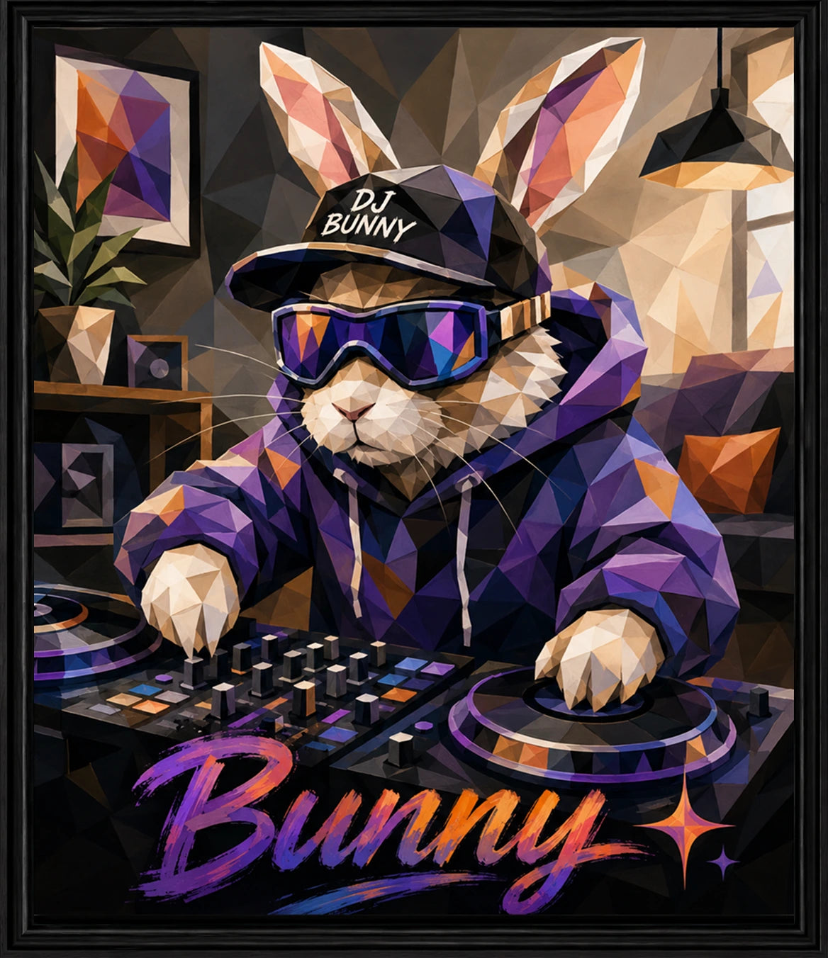 Bunny the rabbit performing as a DJ