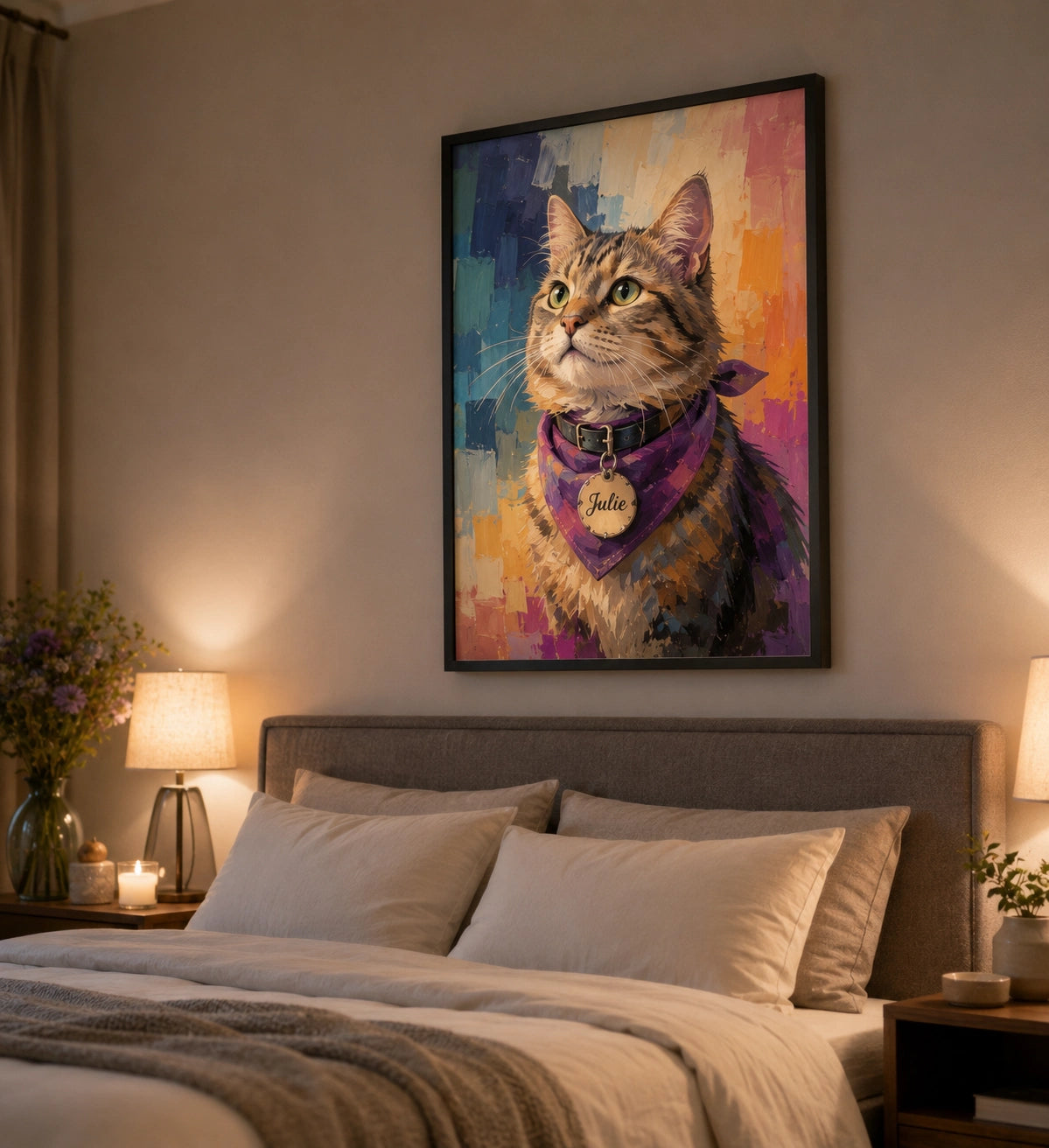 Bedroom pet portrait display