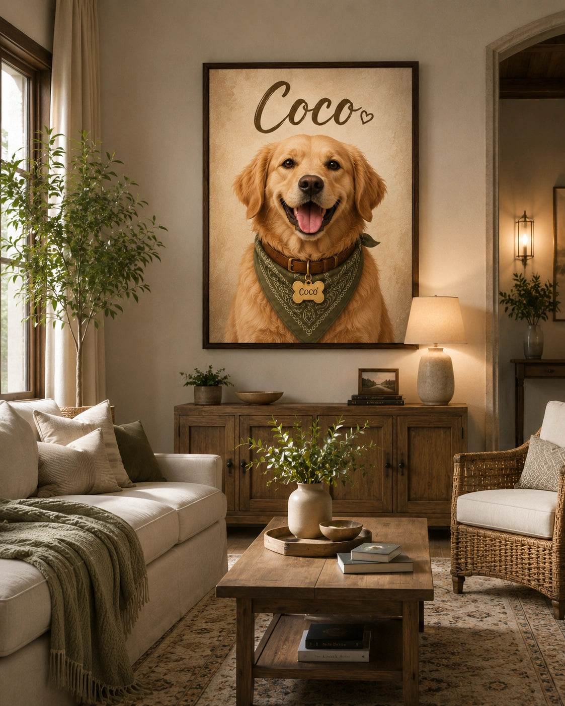Living Room pet portrait display